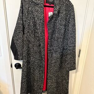 Torrid Black and White Trench Coat with Red Accents